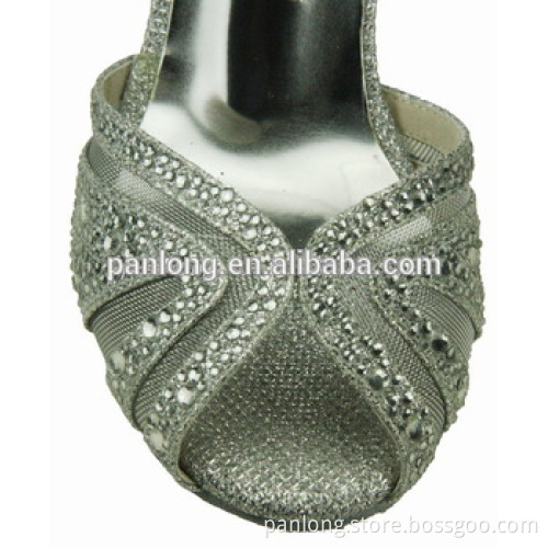 silver sparkle crystal ladies latin dance shoes produced by Suphini
